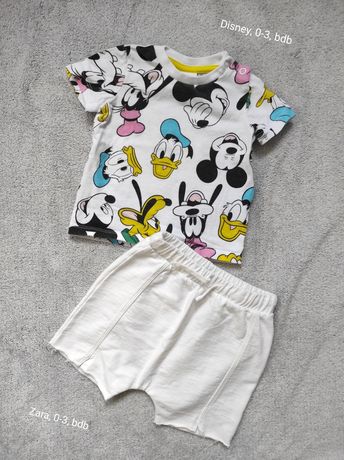 Zestaw niemowlęcy koszulka Disney Mickey spodenki Zara 0-3 56-62