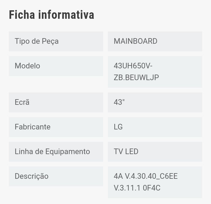 Mainboard Smart TV LG