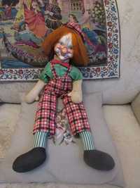 Кукла старинная 62 см Клоун папье-маше. Набит соломой. 50-е годы