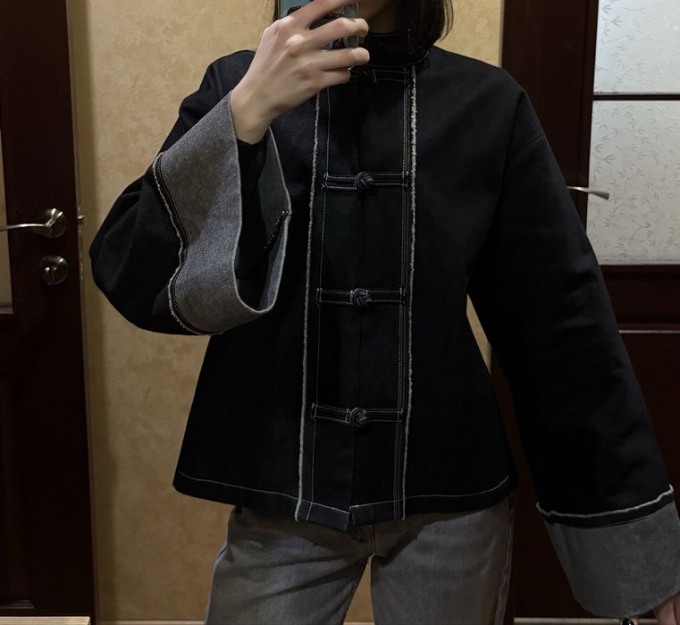 Жакет бомбер жіночий джинсовий amoslook в китайському японському стилі