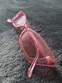 Wąskie okulary przeciwsłoneczne różowe kocie oko designerskie