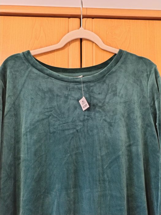 Super sukienka butelkowa zieleń welur 48 plus size NOWA