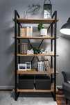 Nowy regał industrialny dębowy, półki na książki - Loft rustykalny