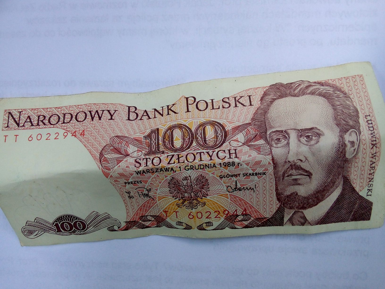 Banknot kolekcjonerski 100zl.