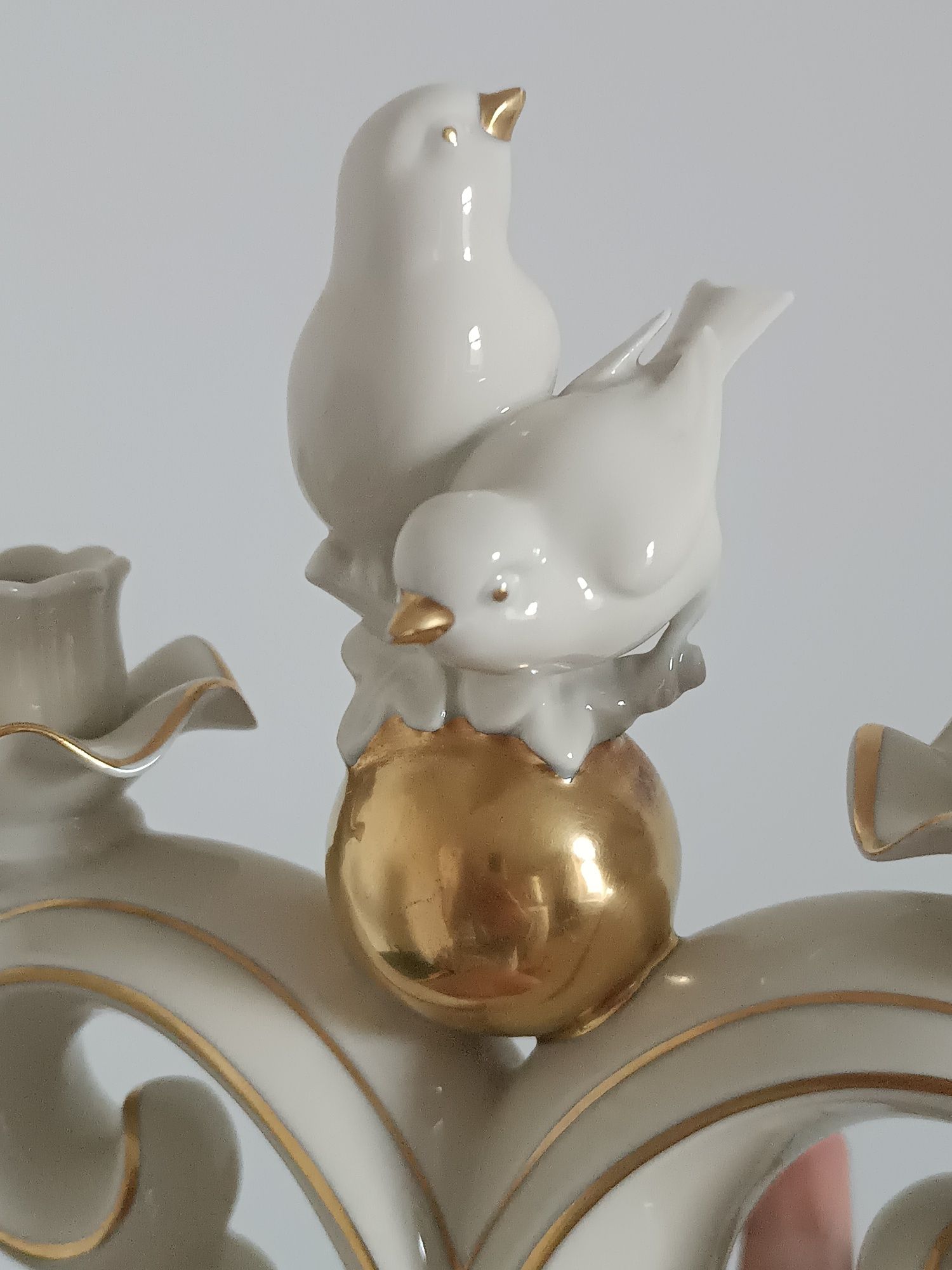 Świecznik z ptakami porcelana Neutattau
