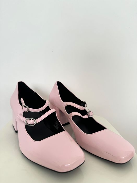Półbuty czółenka Mary Jane pudrowo różowe