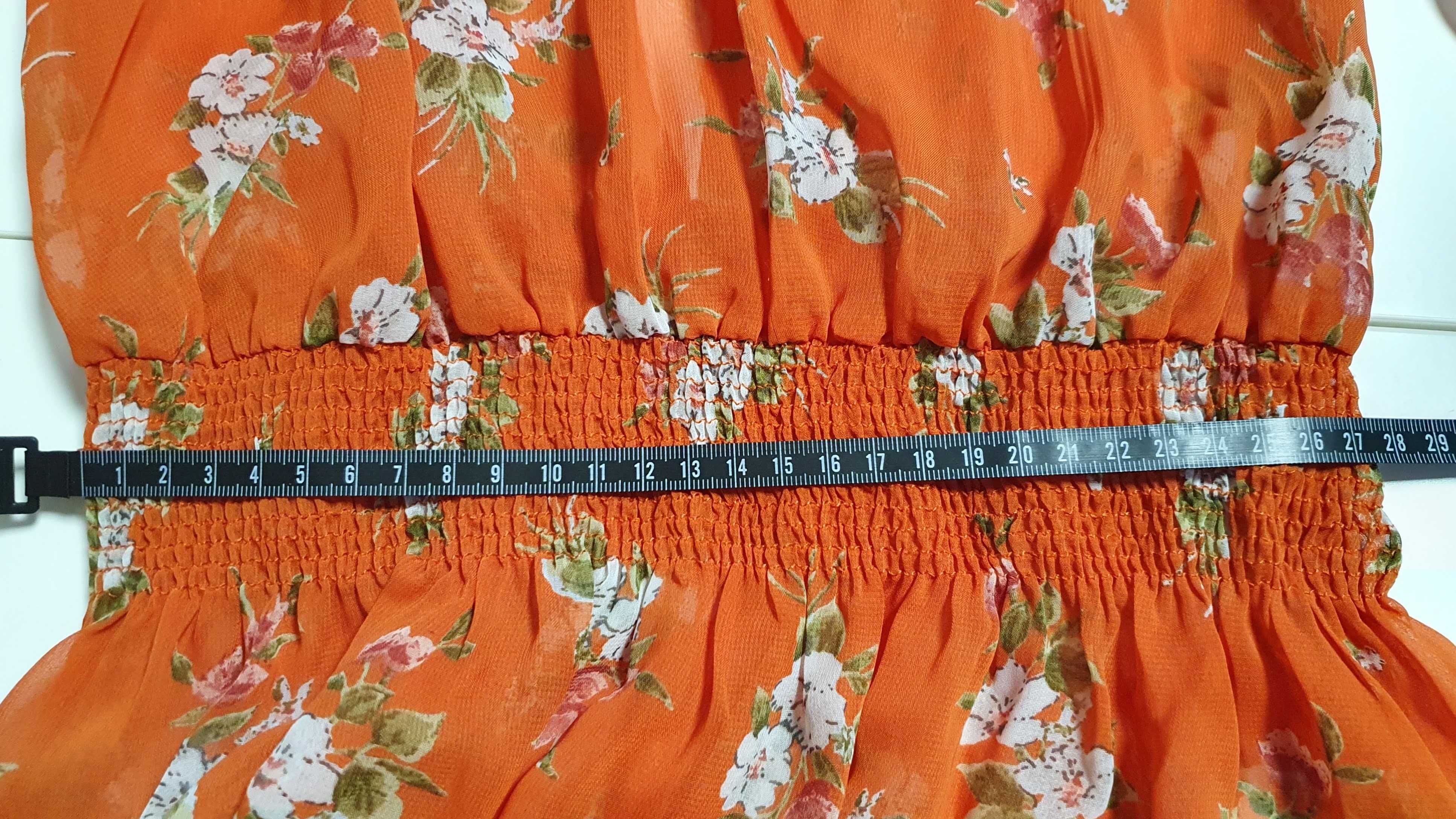 Sukienka pomarańczowa w kwiaty New Look S 36