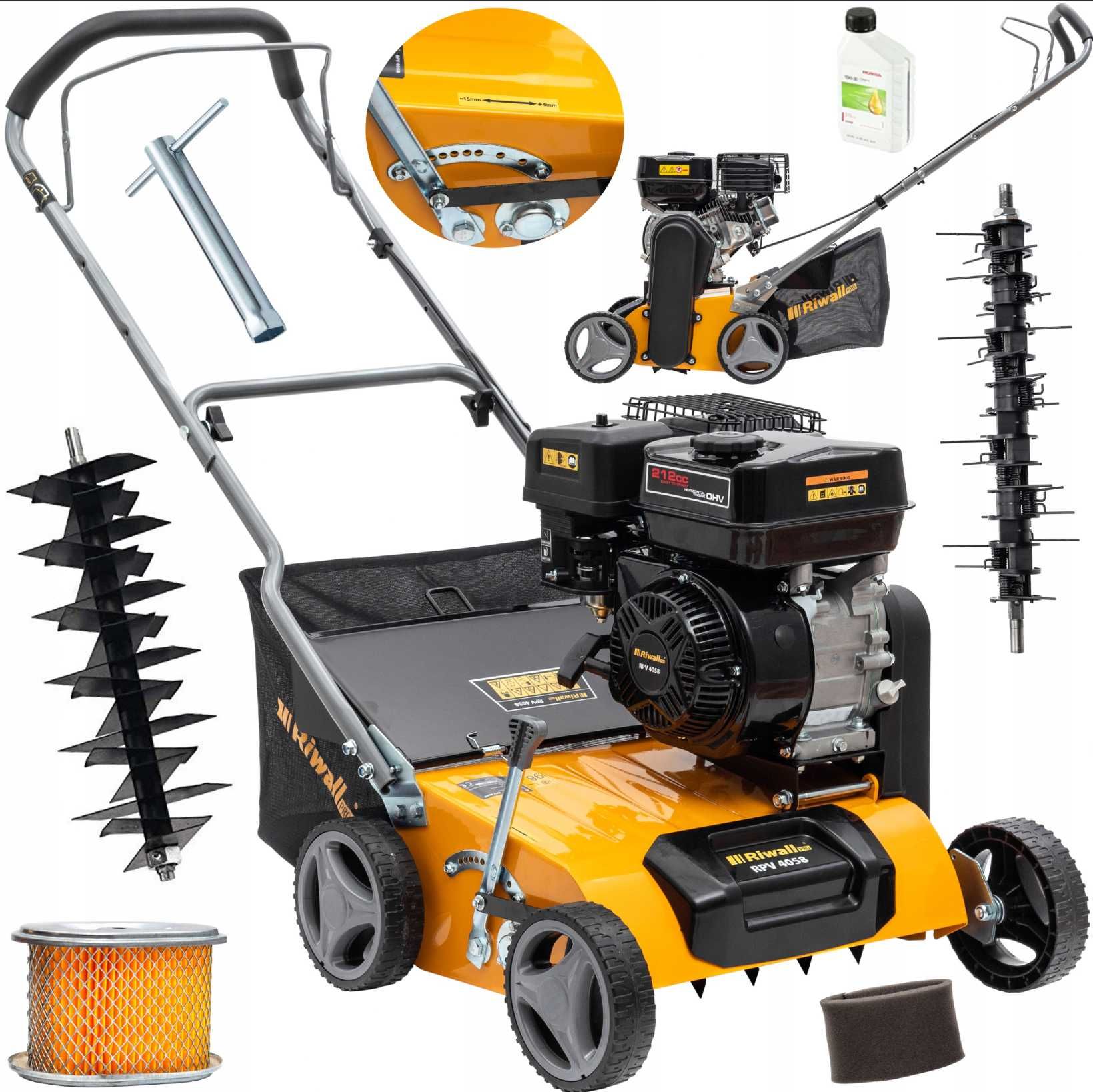 Aerator Wertykulator spalinowy 3W1 10KM RIWALL PRO RPV 4058 2 Wałki