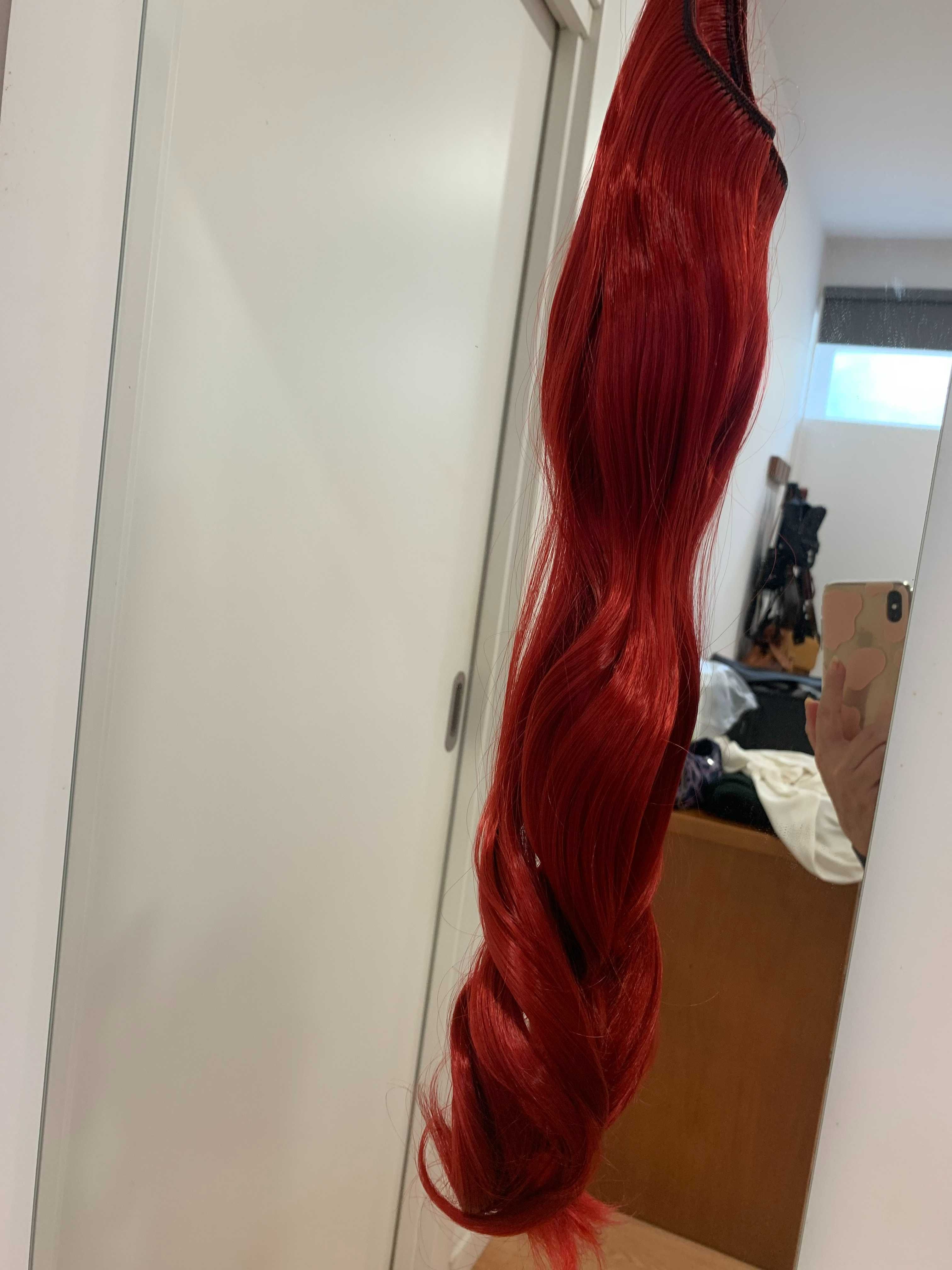 Extensão de cabelos Ondulados Sintético Vermelho Cobre
