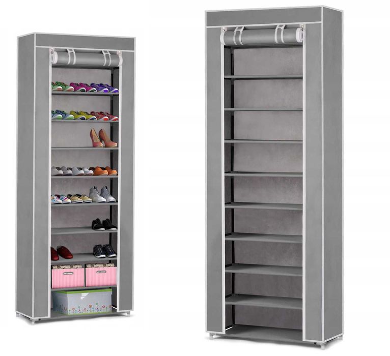 2x SZAFA TEKSTYLNA XXL Na Buty Ubrania Organizer Szafka Półki szara