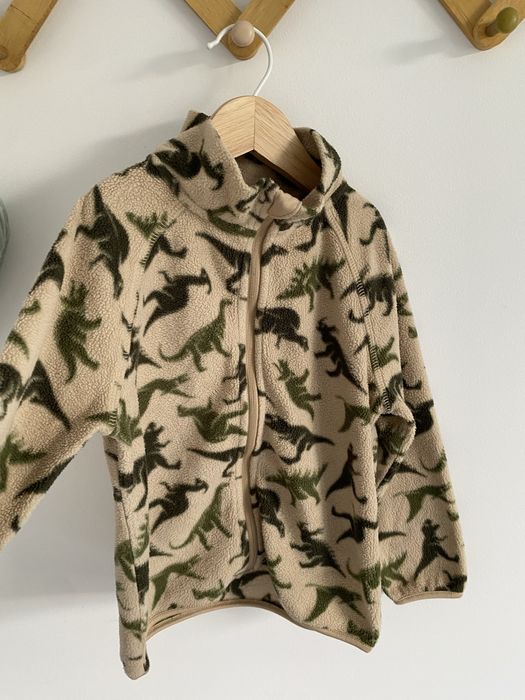Bluza polar h&m 104 na suwak dinozaury khaki