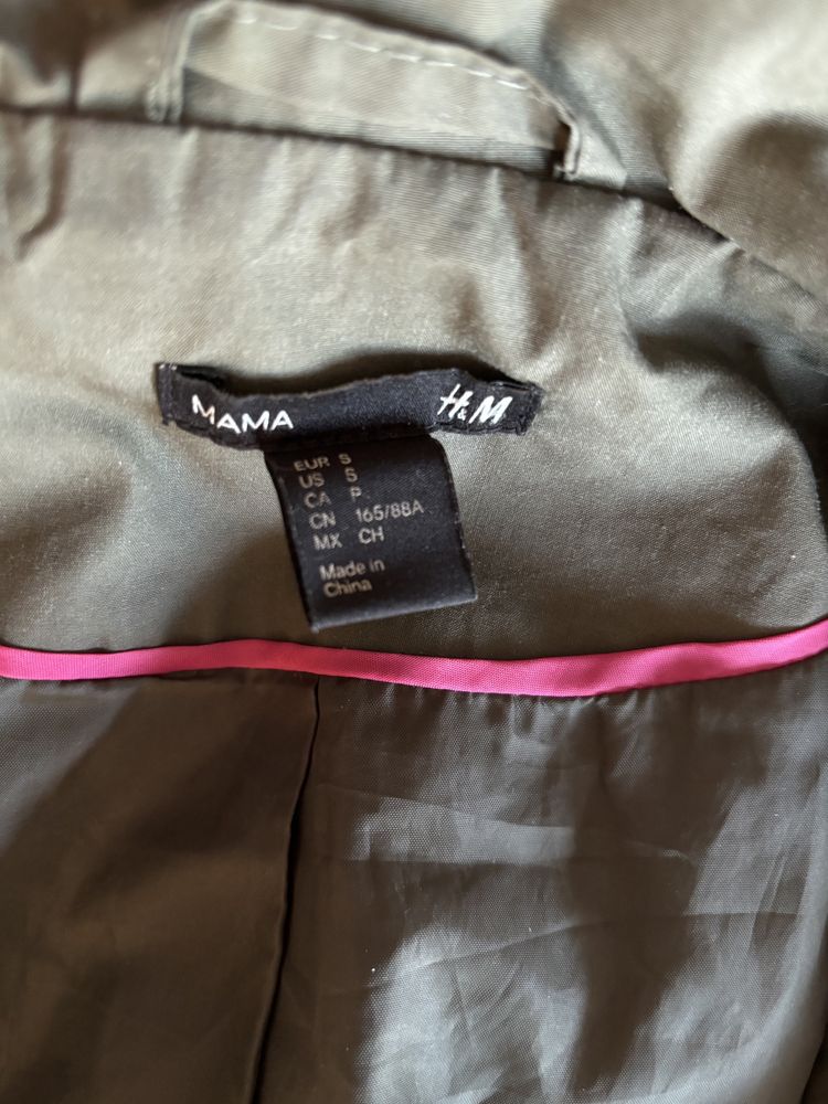 H&M kurtka parka zielona z kapturem khaki S L M