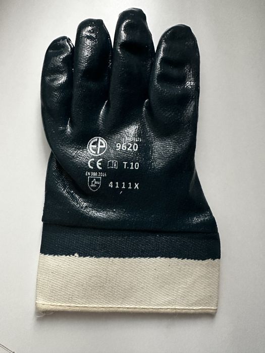 Рукавички робочі нітрилові сині з жорстким манжетом утеплені