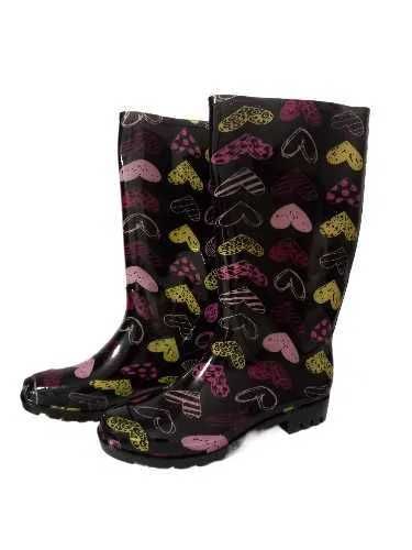 Kalosze gumiaki damskie w kolorowe serca rozmiar 37