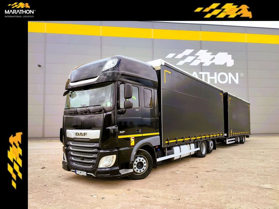 DAF XF 480  ZESTAW TANDEM 120M3 / 7,75m + 7,75, / konsola na wózek / przejazdowy