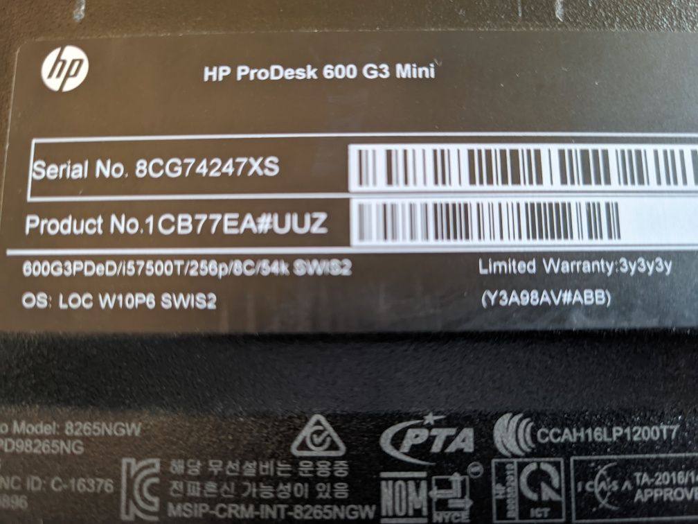 ПК HP ProDesk 600 G3 mini