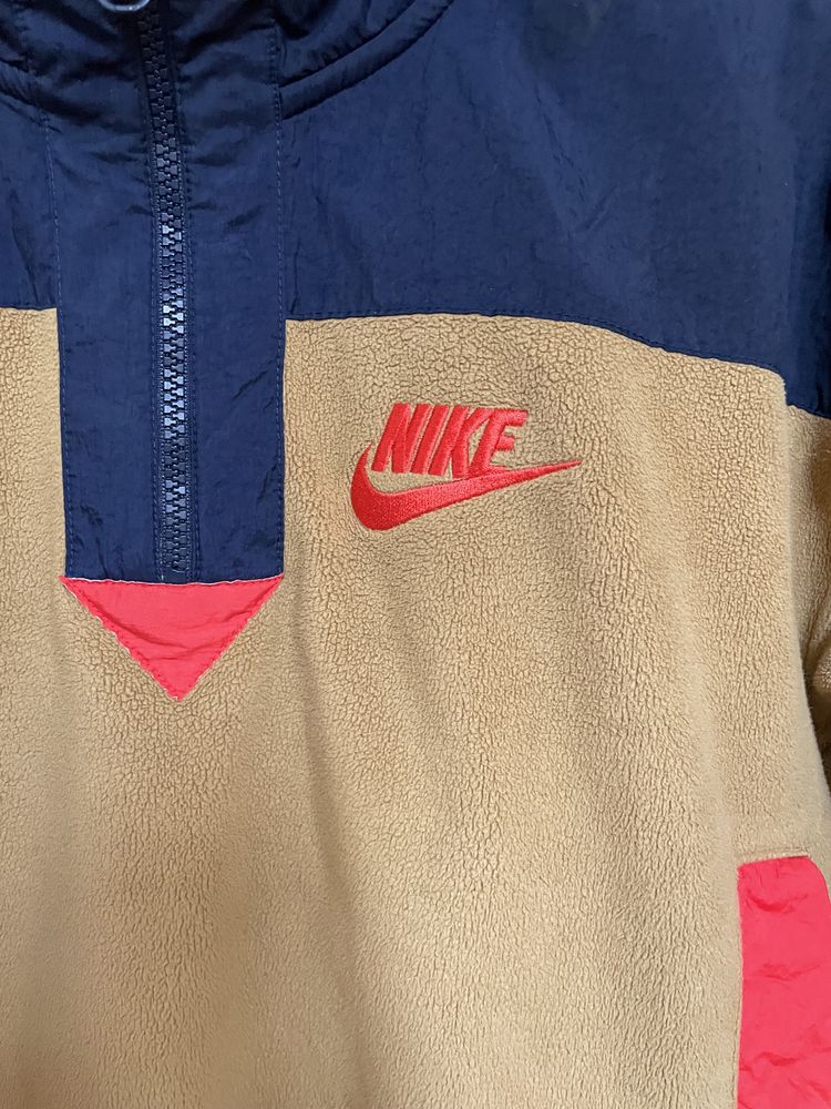 Nike half zip polar bluza polarowa fleece brąz beż S retro