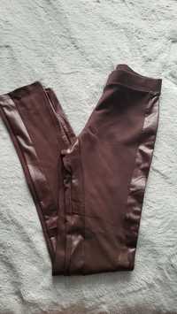 Spodnie damskie legginsy sportowe M/L brązowe nowe