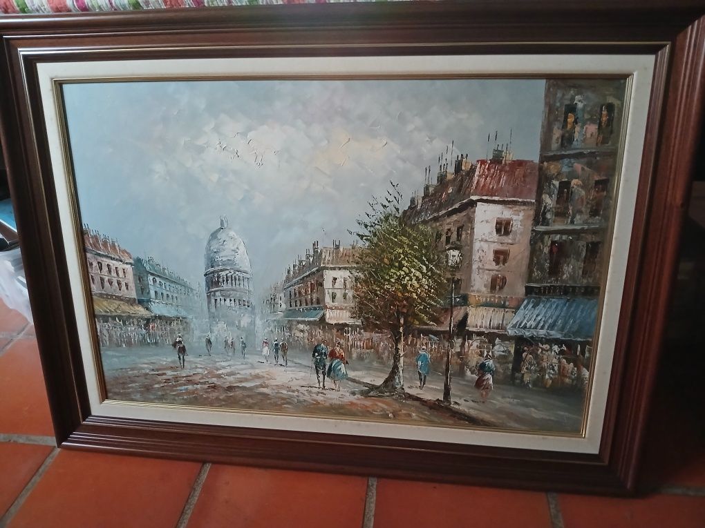 Quadro pintado com moldura