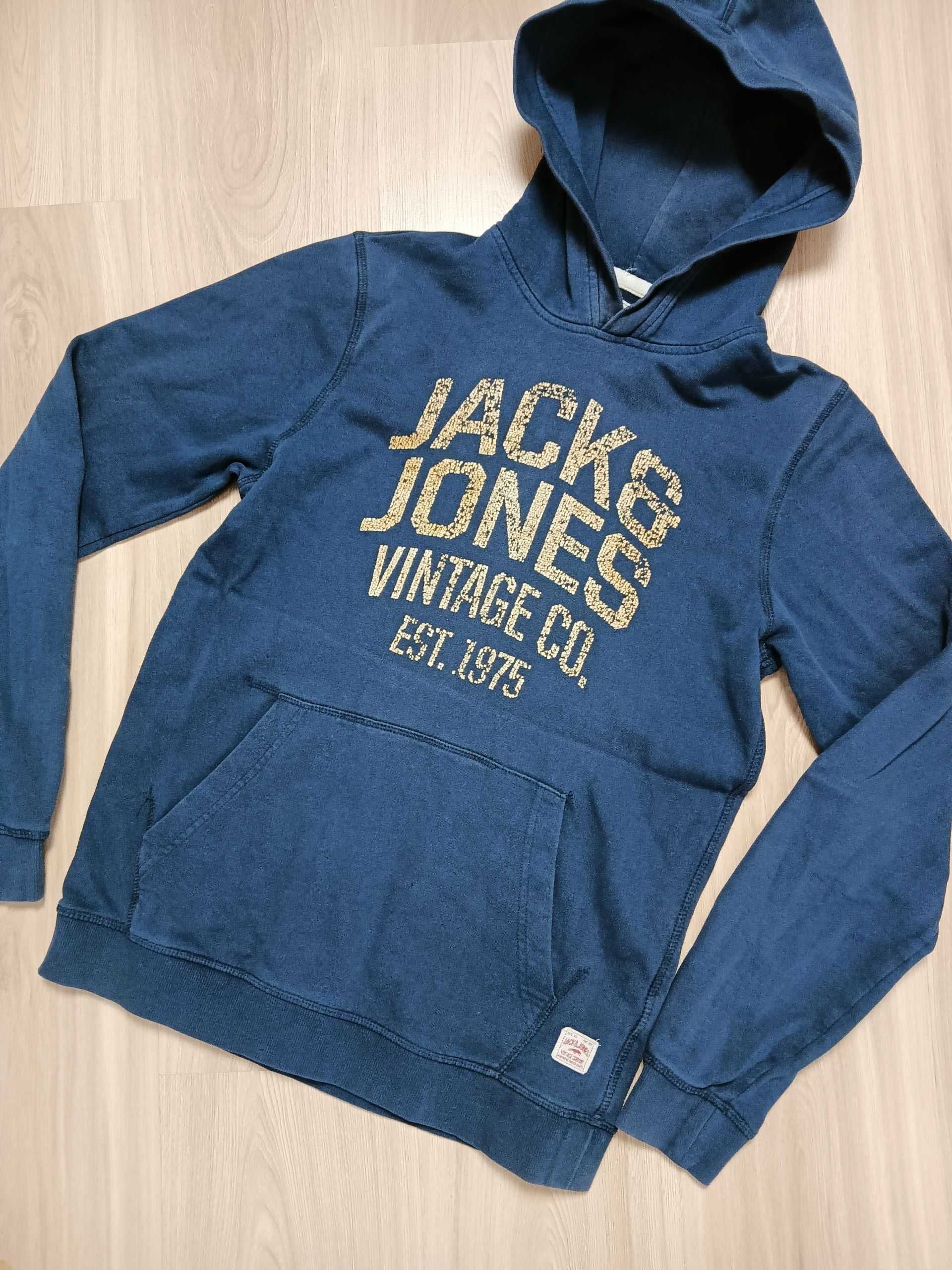 Bluza dresowa z kapturem granatowa Jack & Jones S