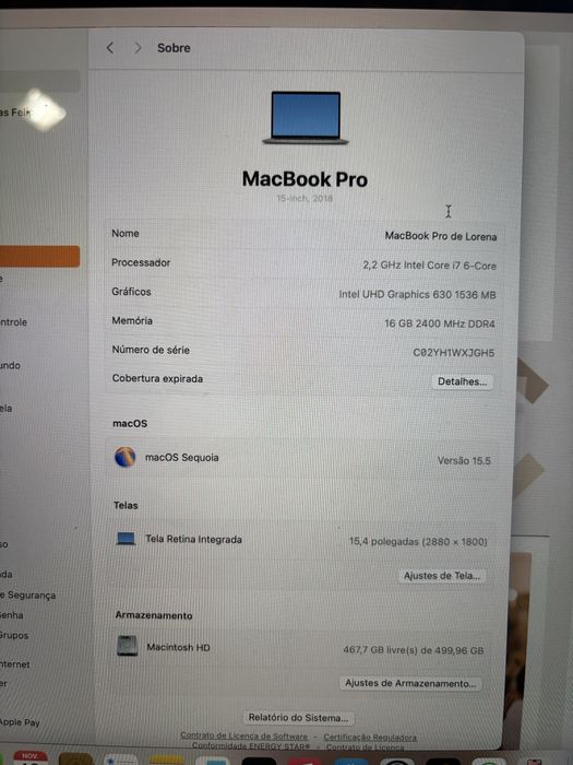MacBook Pro 15” (2018) – 16 GB RAM / 512 GB SSD