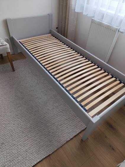 łóżko jednoosobowe, drewniane, szare, 80x200