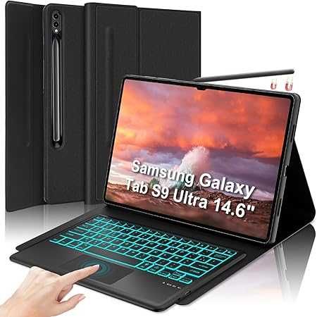 Etui Z Klawiatura Rgb Do Samsung Tab S10 Ultra/S9 14,6" Touchpad BT