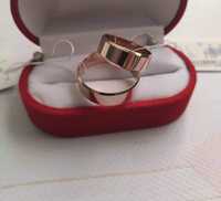 Обручальные кольца 925 проба в позолоте, в серебре с пластинами золота