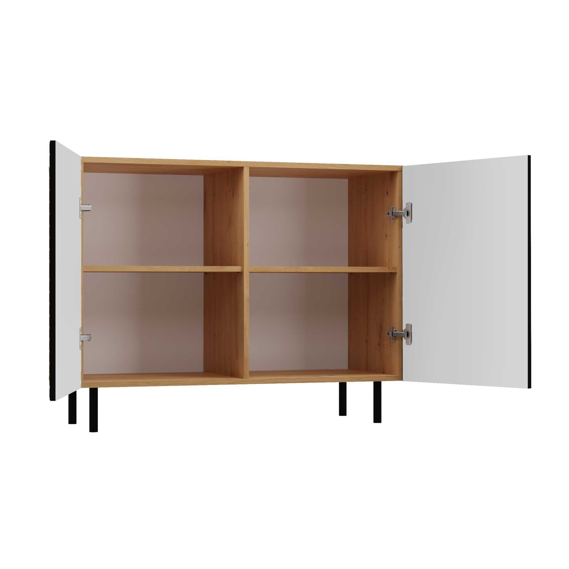 KOMODA KAMA 2K RYFLOWANY Front Kwadrat Dąb Artisan / Granatowy