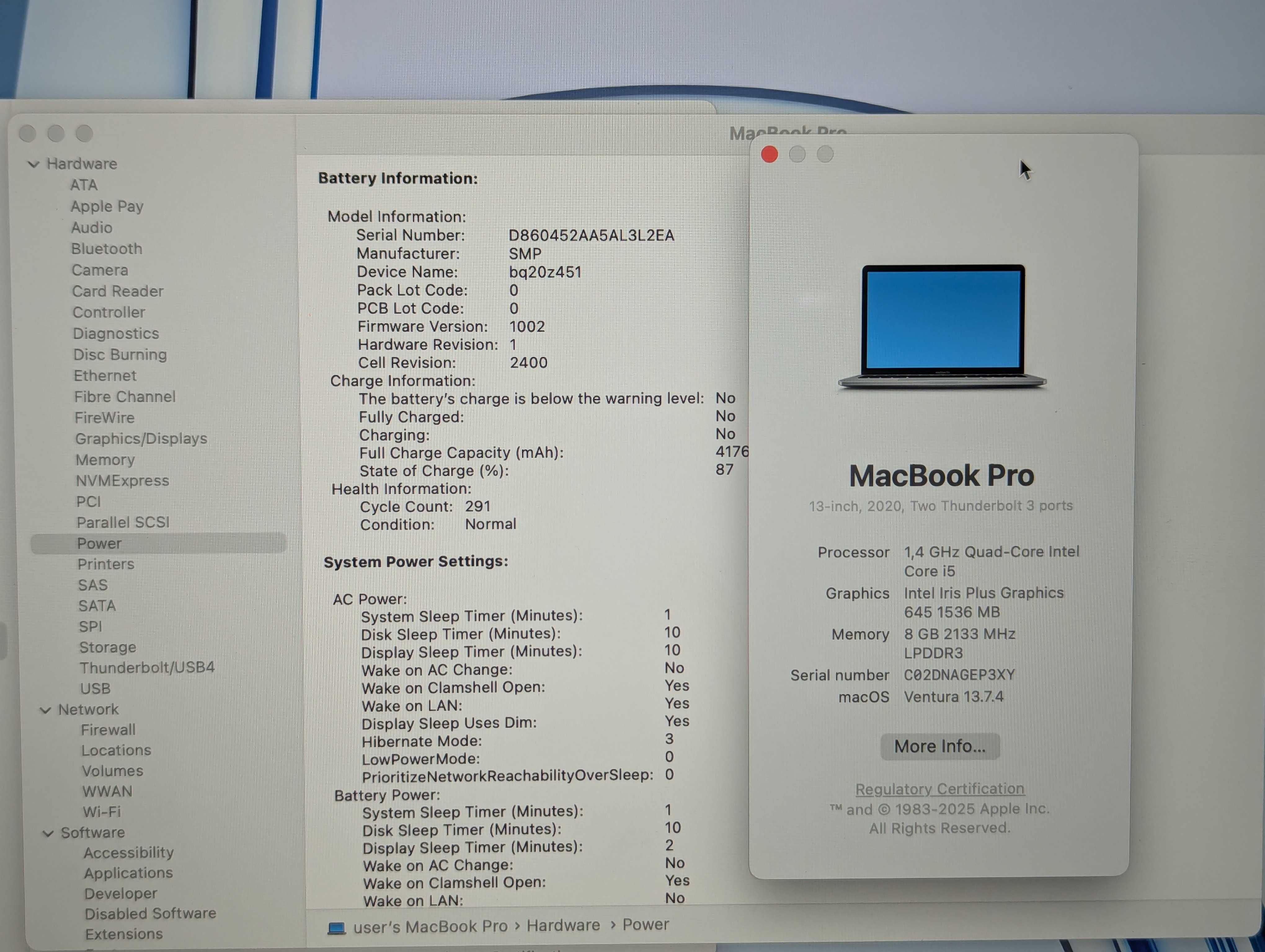 Macbook pro 13 2020 core i5 1.4ghz 8/256gb