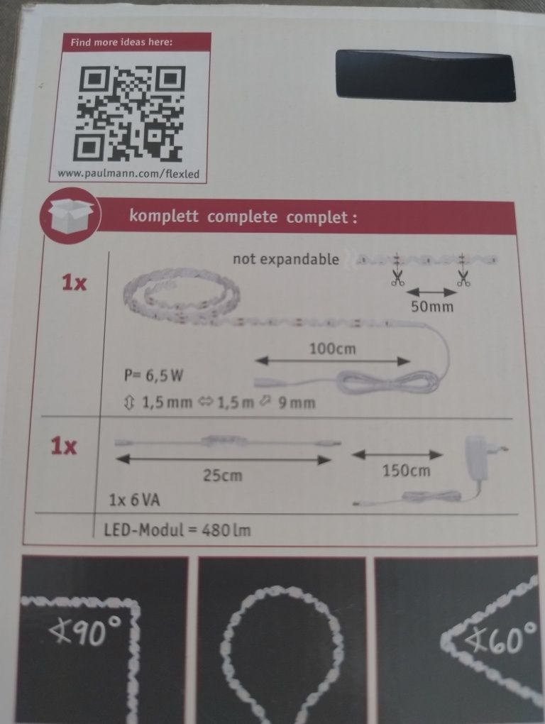 Taśma LED flexLed 1,5m zestaw elastyczna kształty 3000k