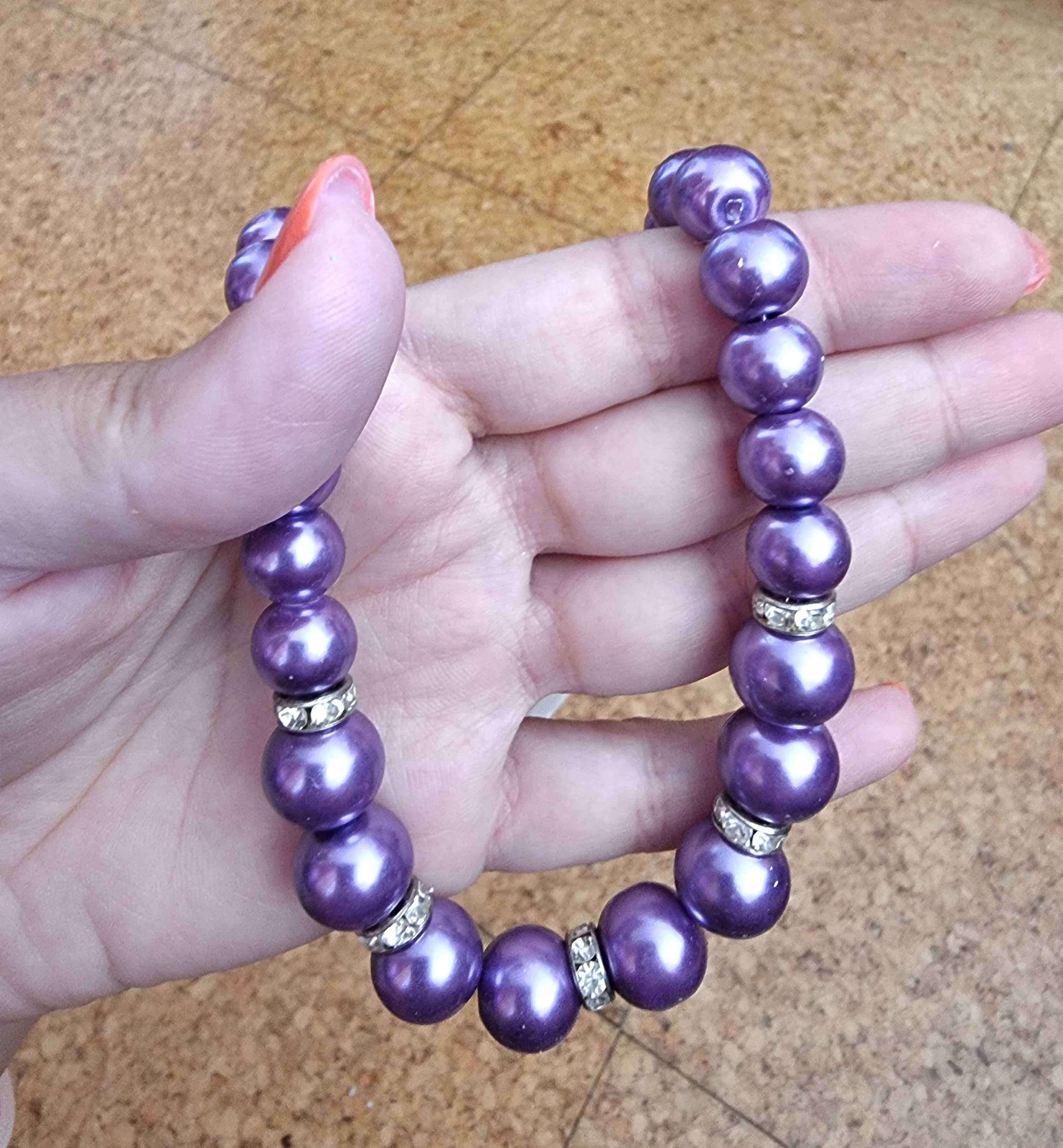 Conjunto de colar e pulseira roxos - novos