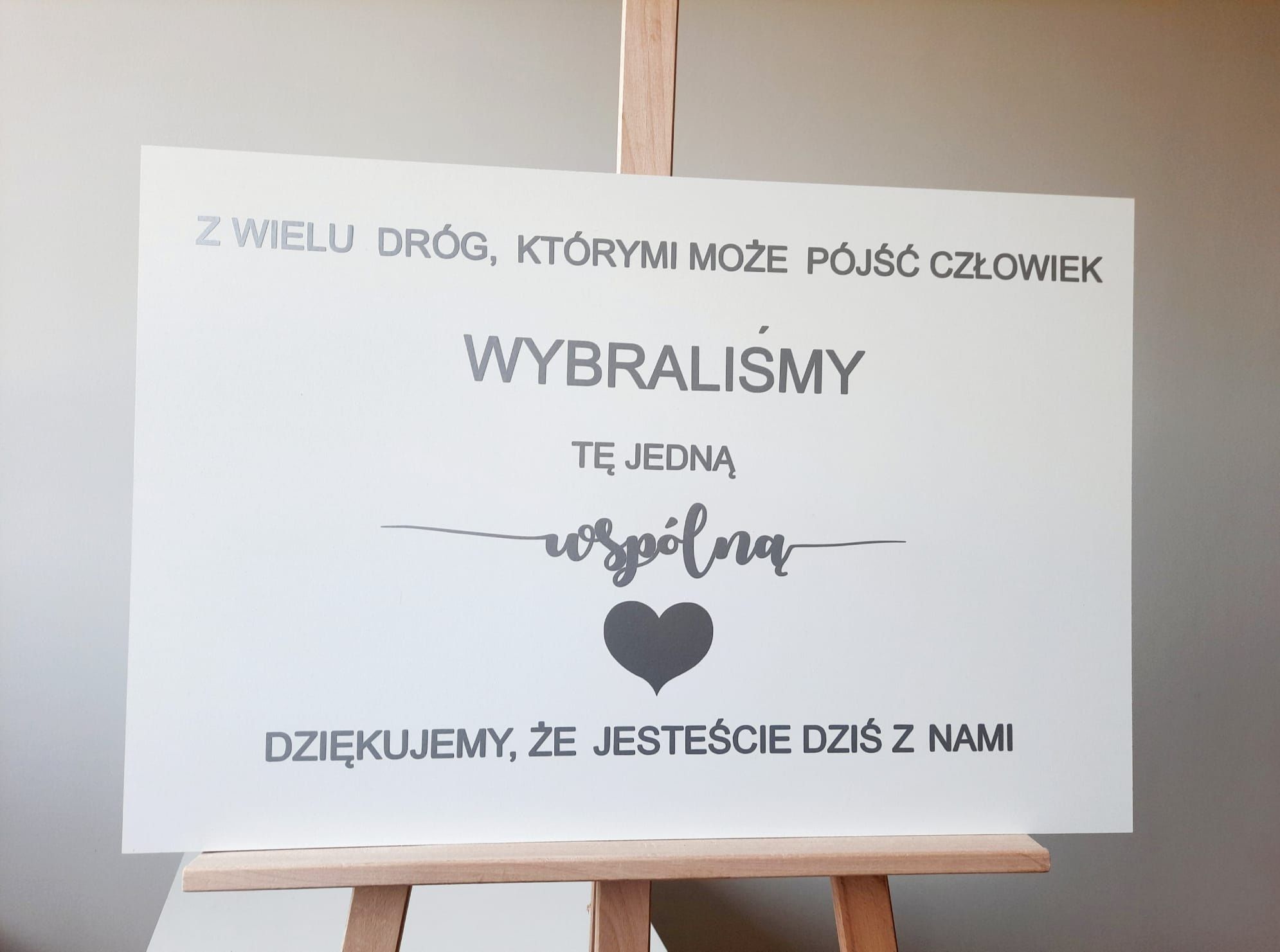 Biała tablica powitalna tablica ślubna wesele