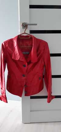 Терміново! Стильна Кож.червона коротка куртка- піджак Турція. Р.42-44