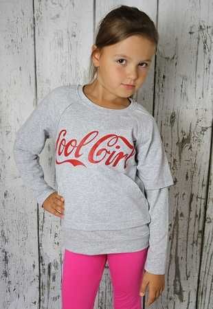 Szara Bluza COOL GiRL 98/104 kangurek