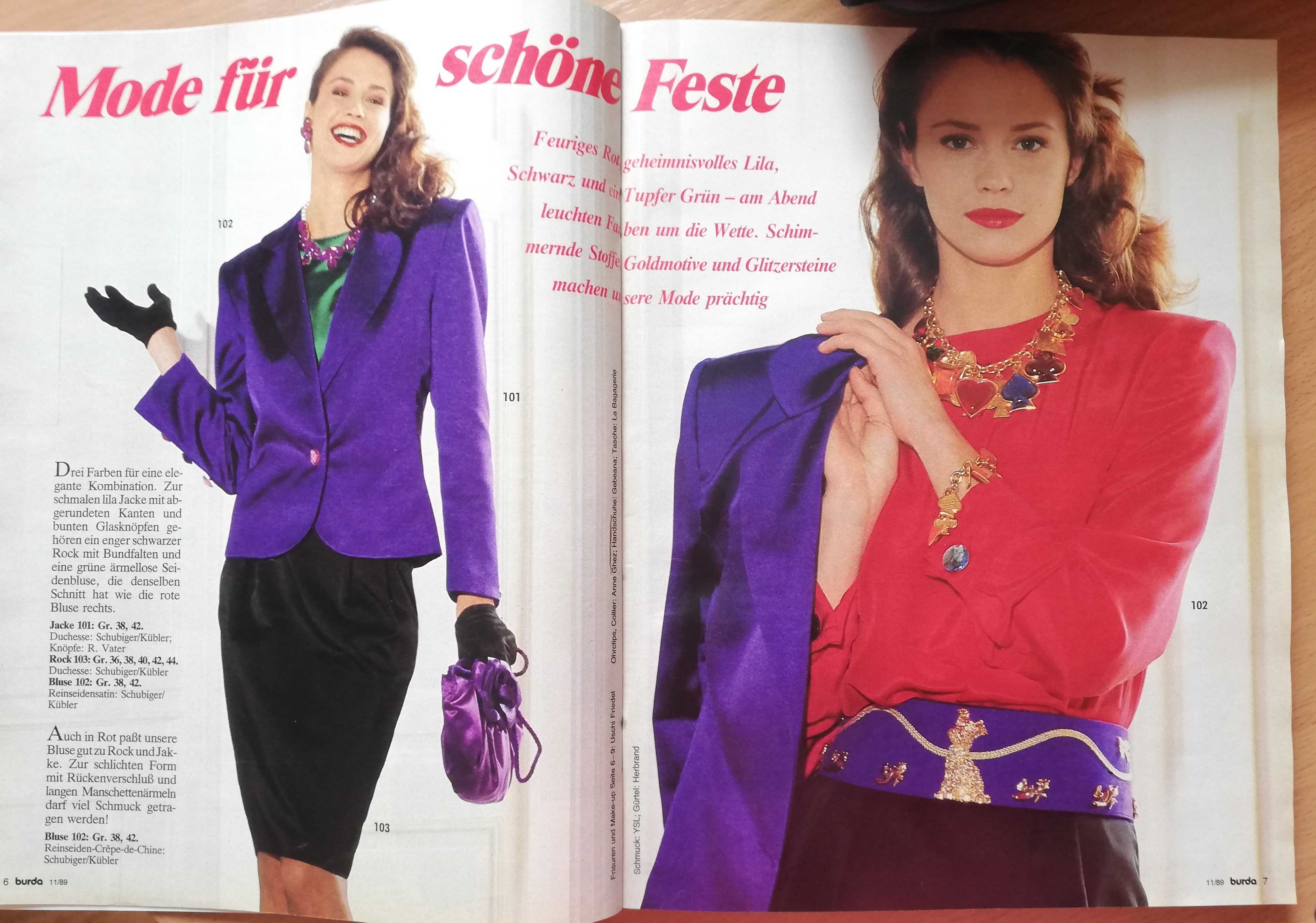 Burda vintage 11. 1989 szycie wykroje moda na święta ok. 100 wykrojów