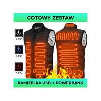 CIEPLUTKA Kamizelka Podgrzewana na USB w ZESTAWIE Z Powerbankiem