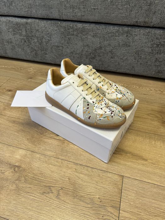 кеды Maison Margiela Gats mm6 painted white с краской