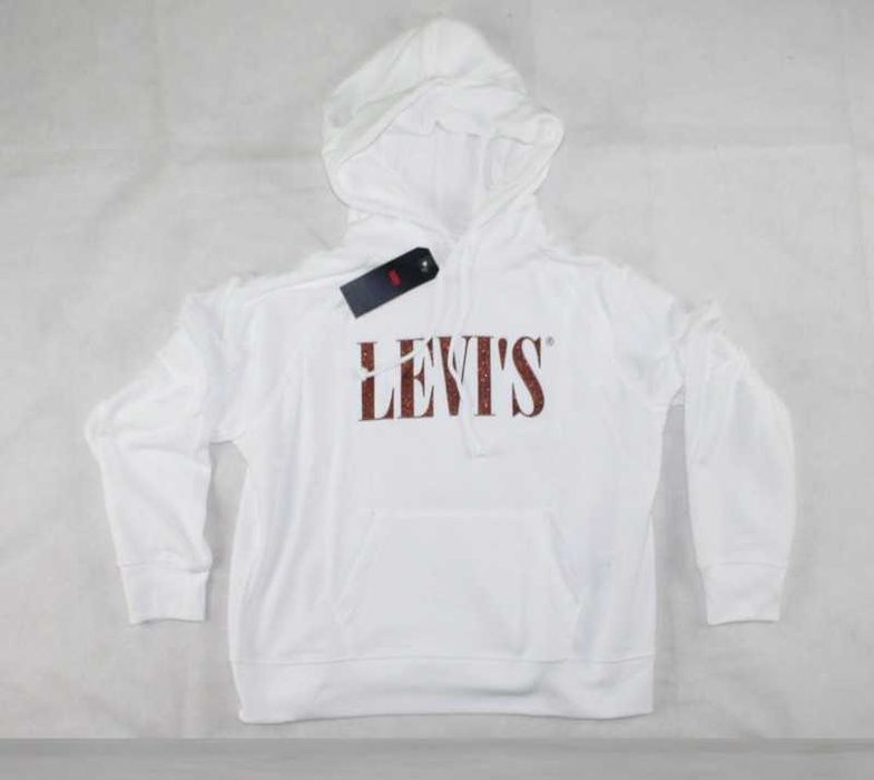 Damska bluza z kapturem Levi's Hoodie -biała nowa oryginalna Levis - L