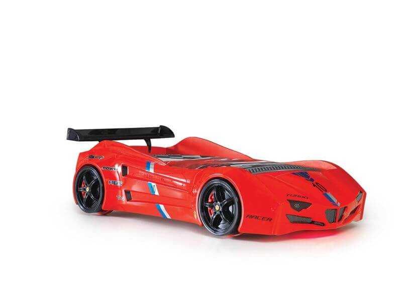 Łóżko GTI w kształcie samochodu sportowego , pilot, dźwięki ,LED