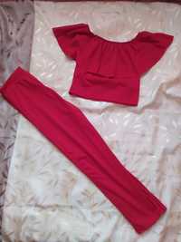 Красный женский костюм топ штаны