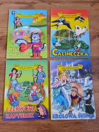 Książki Kot w butach, Calineczka, Królowa sniegu, Czerwony Kapturek