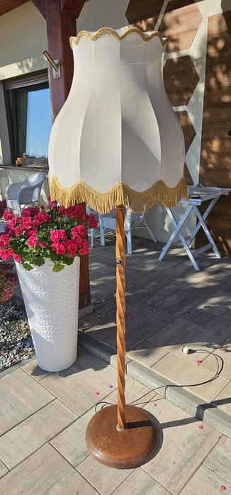Lampa stojąca prl vintage z kloszem na dwie żarówki