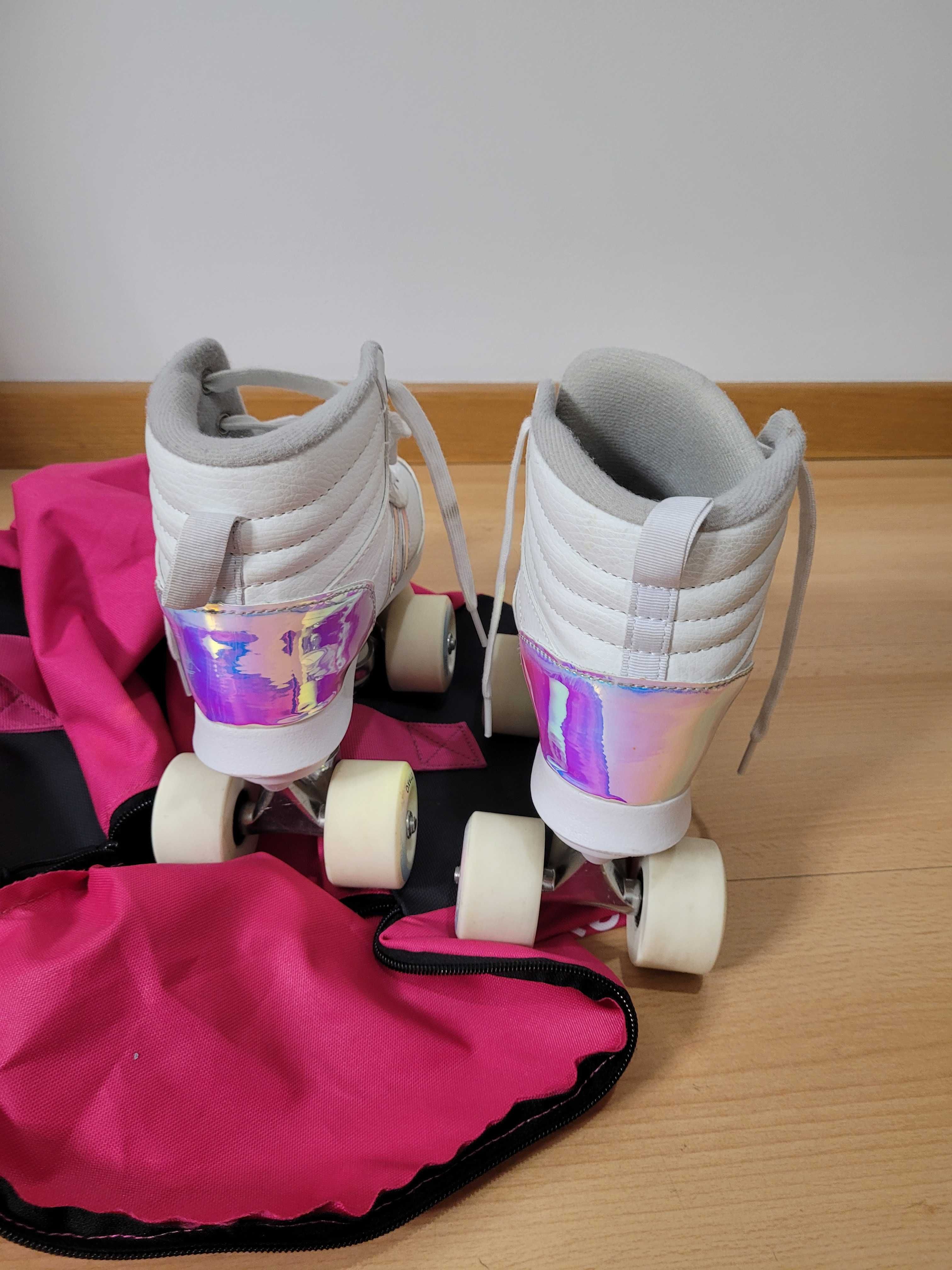 Patins 4 rodas Oxelo tamanho 37, com saco.