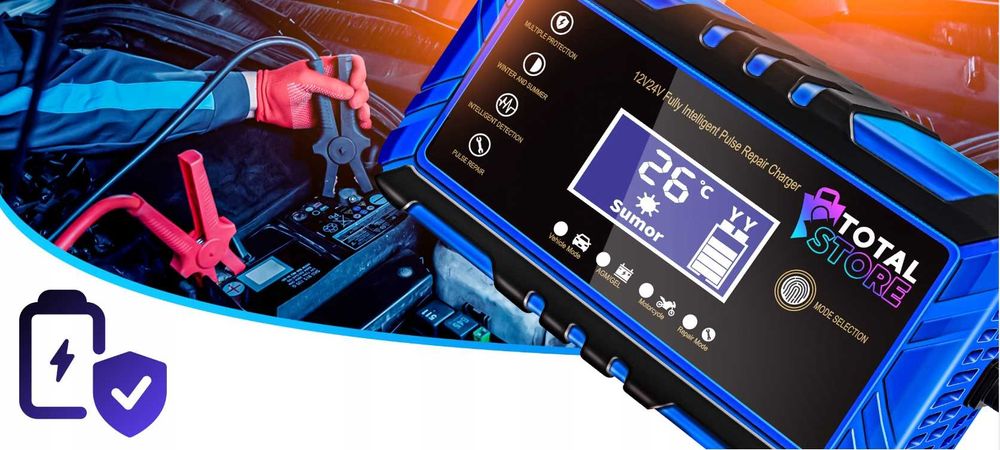 MOCNY PROSTOWNIK Do Akumulatorów Samochodowy Z Funkcją Naprawy