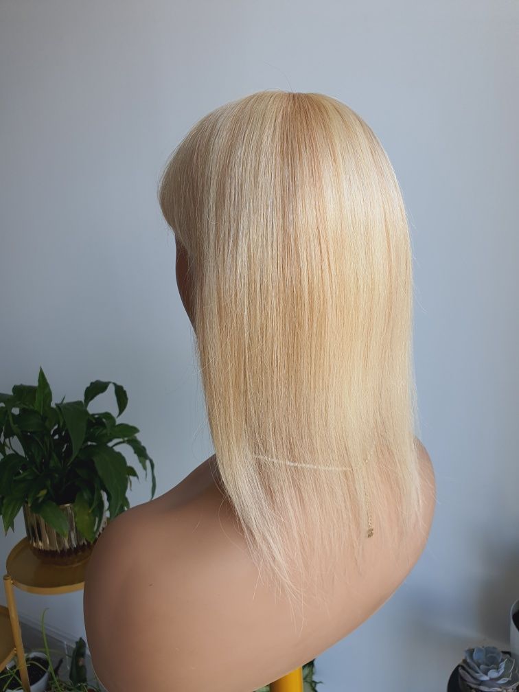 Tupet topper z włosów naturalnych blond refleksy 40 cm