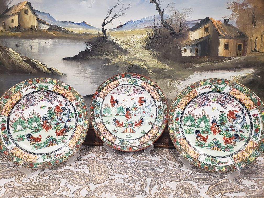 trio pratos Galos vintage