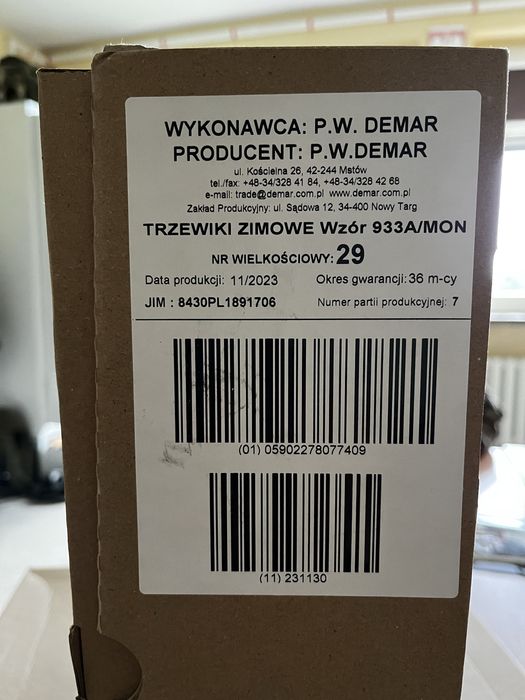 Trzewiki wojskowe ZIMOWE wzór 933a/MON Rozm.45