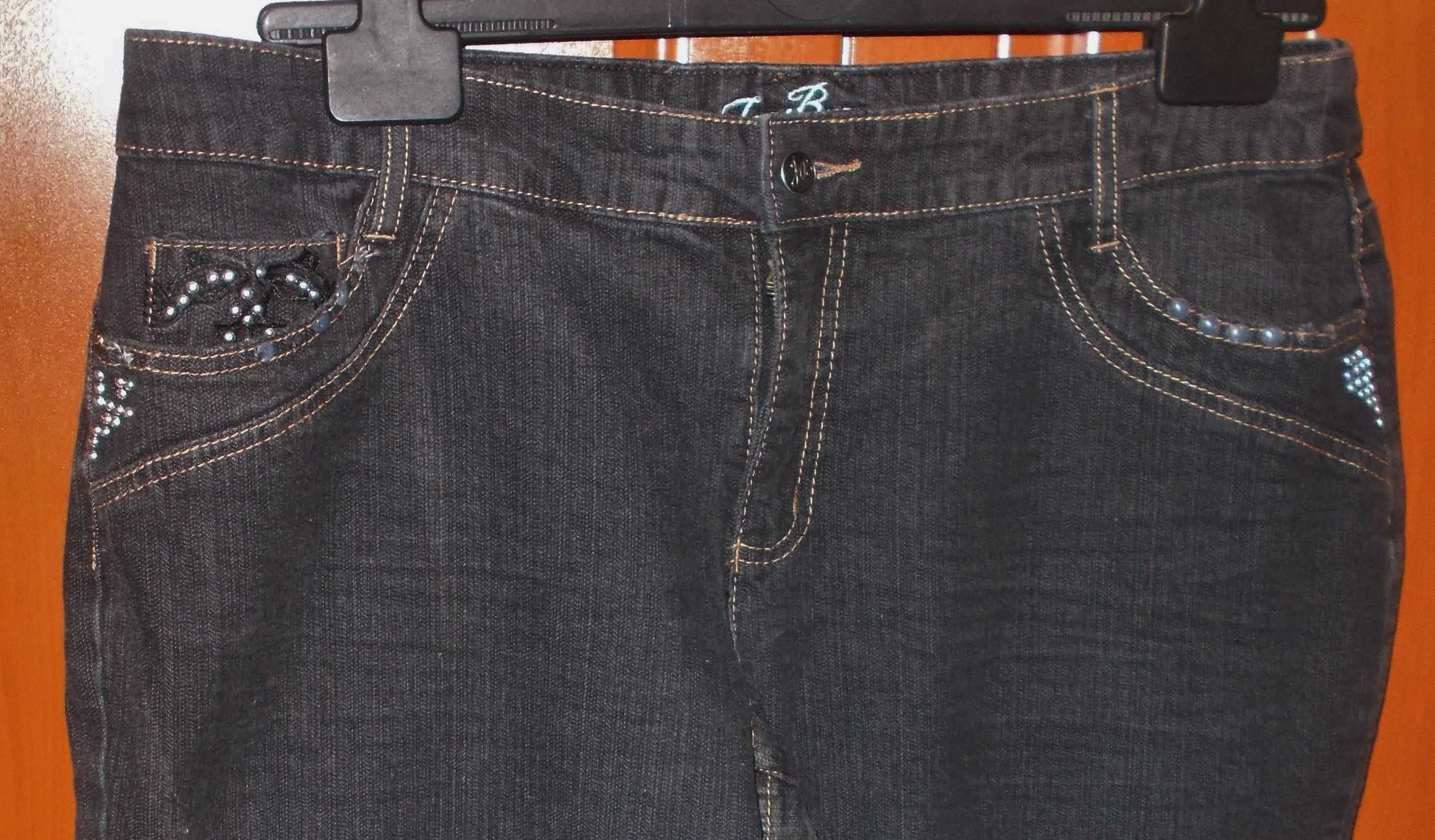 Spodnie jeansy stylowe rock black zdobione haft dżety XXL Joe Browns