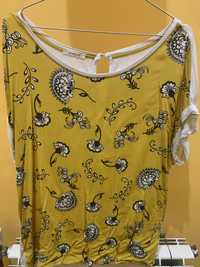 T-shirt mulher “Promod” tam. L estampado amarelo com flores e branca